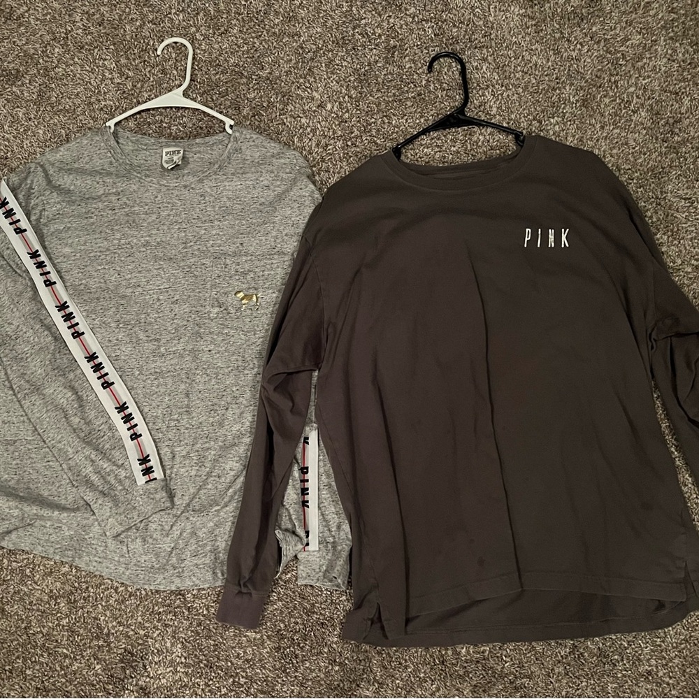 Gray and Black Long Sleeve Shirts Victoria’s Secret PINK sequin